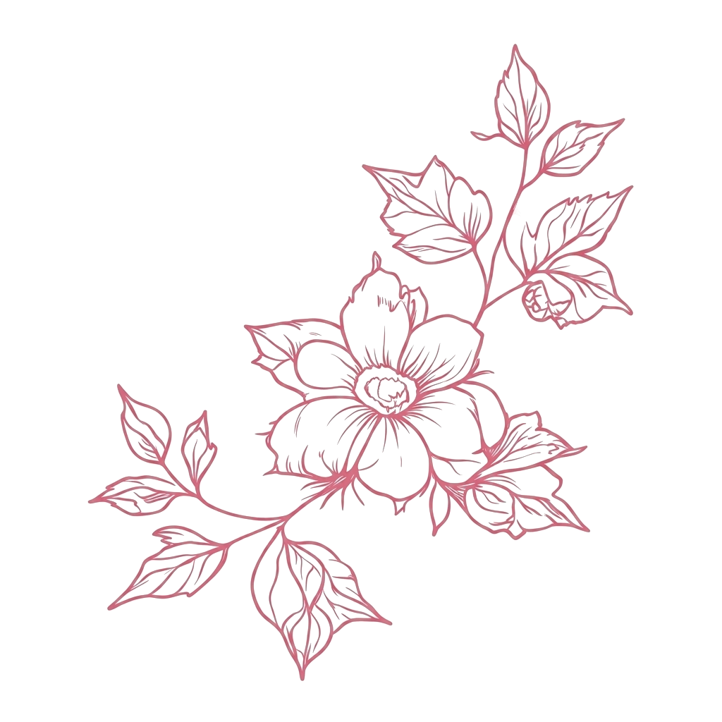 Floral decorative line art